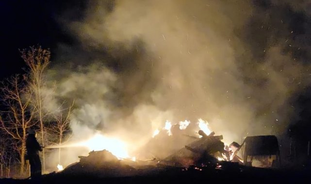 Alevlere teslim olan samanlık küle döndü