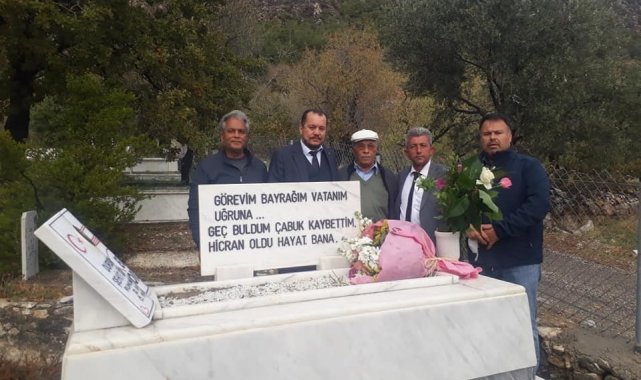 Datça'da şehit öğretmen mezarı başında anıldı