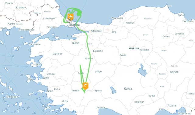 Denizli uçağı 2 saat 26 dakika boyunca havada tur attı