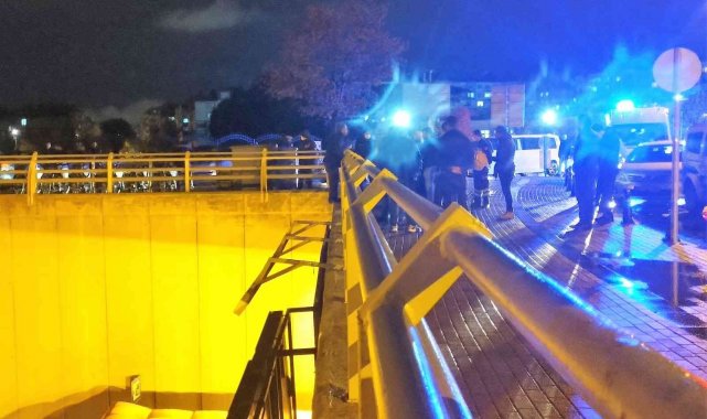 Eşine kızdı, alt geçitten atladı