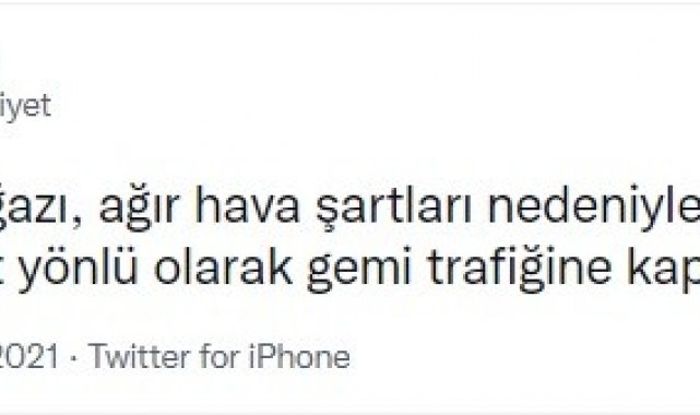 İstanbul Boğazı çift yönlü olarak trafiğe kapatıldı