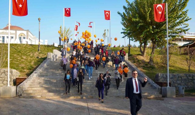 Kadına yönelik şiddete dikkat çekmek amacıyla balon uçurdular