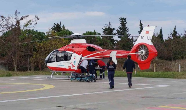 Kalp krizi geçiren hastanın yardımına ambulans helikopter yetişti
