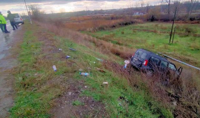 Köpeğe çarpmamak için kaza yaptı