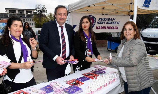 Kuşadalı kadınlar şiddete karşı tek yürek oldu