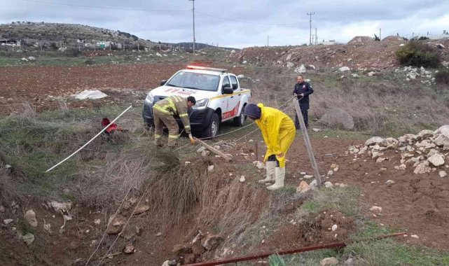 Kuyuya düşen koyunu itfaiye kurtardı