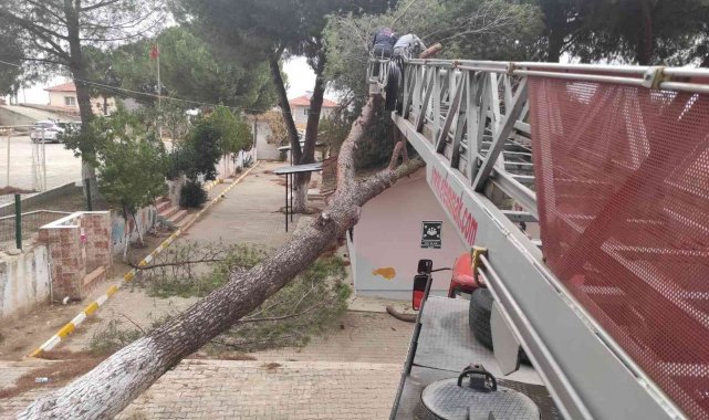 Manisa'da ekipler fırtınaya karşı gece gündüz sahada