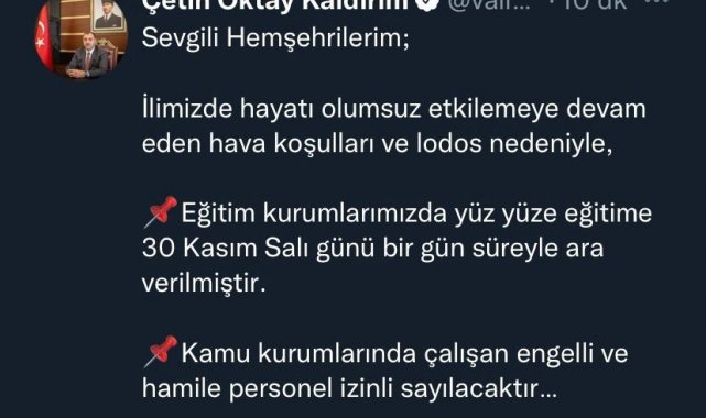 Sakarya'da okullara bir gün ara