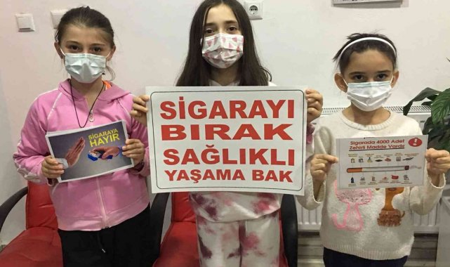 Sigara fabrikası bulunan ilçede minikler sigaraya 'hayır' dedi