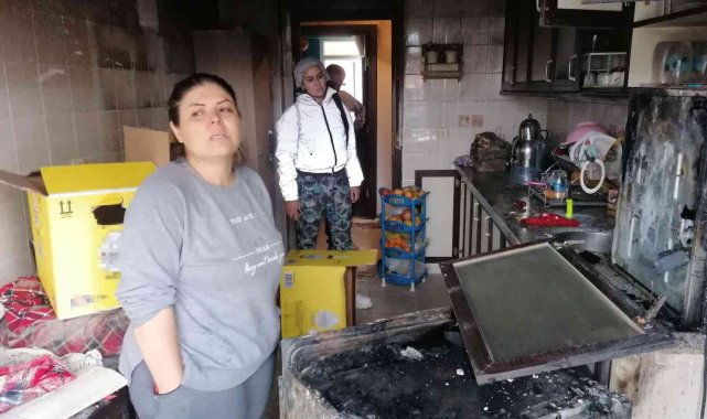 Yangın esnasında evde kimsenin olmaması olası faciayı önledi