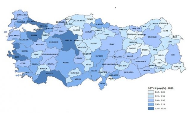 2020 yılında gayri safi yurtiçi hasılası en düşük il Bayburt oldu