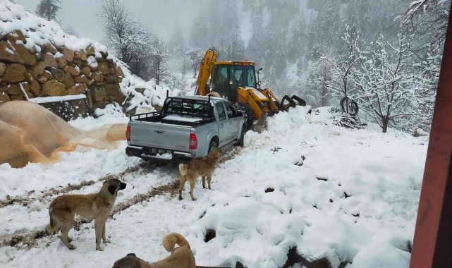 Alanya'da kara saplanan araçta mahsur kalan vatandaşları belediye ekipleri kurtardı