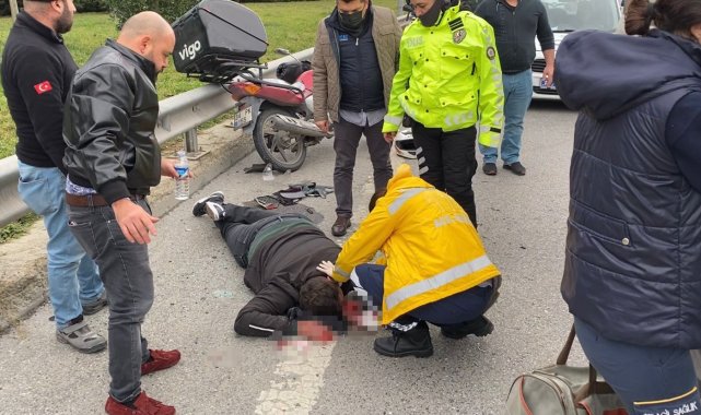 Ani fren yapan araca çarpan motosikletli ağır yaralandı
