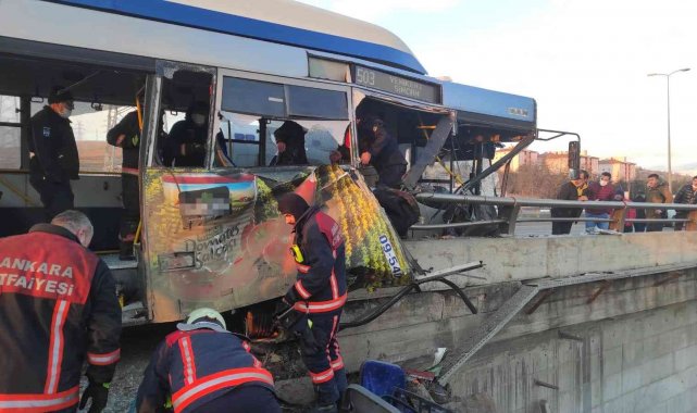 Ankara&#039;da EGO otobüsü bariyerlere çarptı, yaralılar var