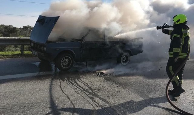 Aydın'da otomobil yangını