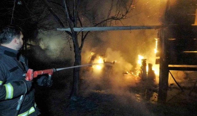 Bağ evi alevlere teslim oldu