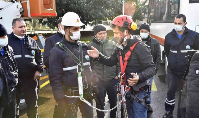 Belediye personeline yüksekte çalışma eğitimi