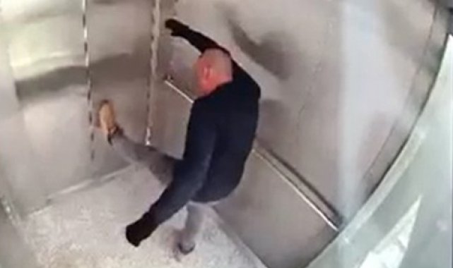 Bindiği asansöre zarar verdi