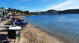 Bodrum'da güneşi gören sahile koştu