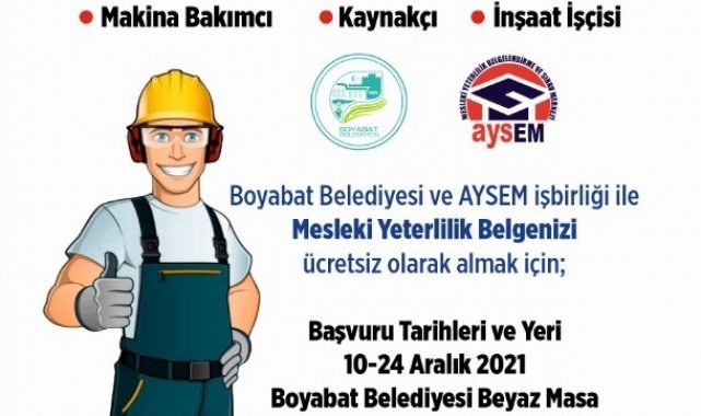 Boyabat Belediyesi'nden mesleki yeterlilik belgesi hizmeti