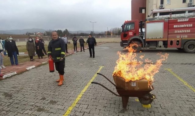 Daday Devlet Hastanesinde yangın söndürme tatbikatı yapıldı