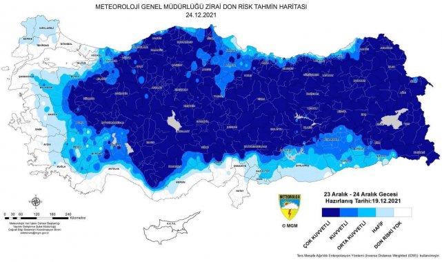 Düzce için zirai don uyarısı
