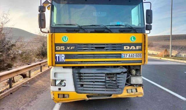 Elazığ&#039;da tırın çarptığı otomobil şarampole uçtu