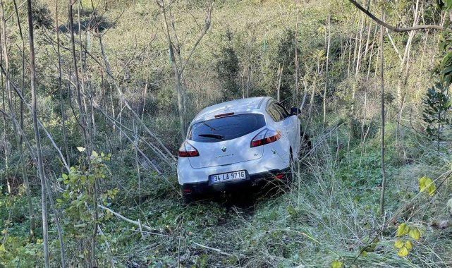 Fren yerine gaza bastı, 15 metreden ağaçlık alana uçtu
