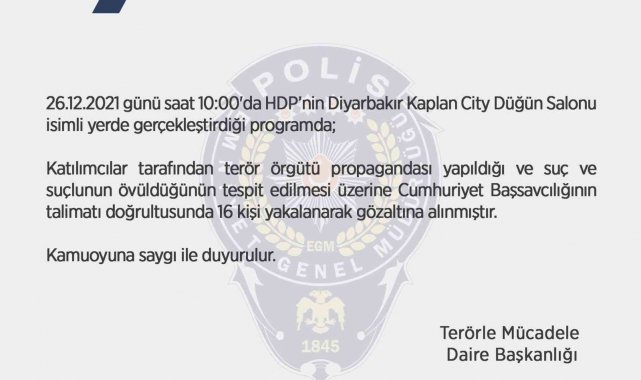 HDP'nin Diyarbakır programında terör örgütü propagandası: 16 gözaltı