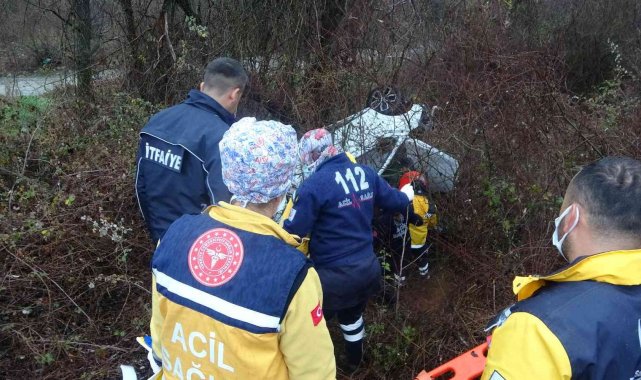 İki otomobil yoldan çıkarak çaya uçtu