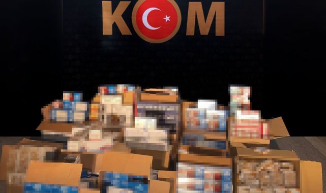 İş yerinde binlerce kaçak makaron ele geçirildi