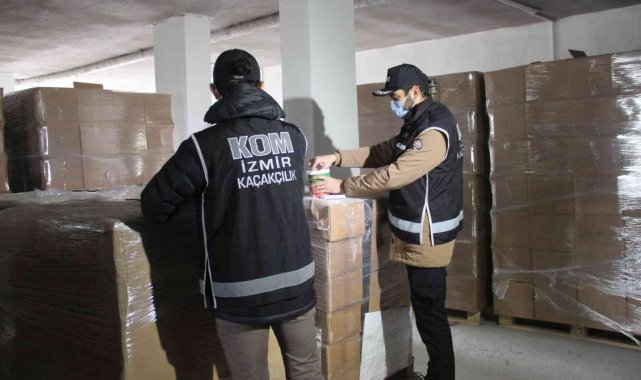 İzmir&#039;de Cumhuriyet tarihinin en büyük kaçak nargile tütünü operasyonu: 42 ton ele geçirildi