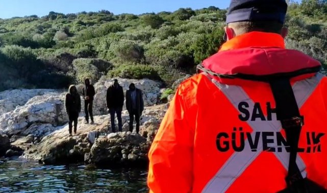 Karada mahsur kalan 4 düzensiz göçmen kurtarıldı