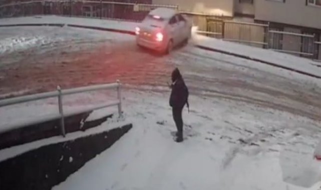 Karda frene basınca kayarak sitenin bahçesine düştü