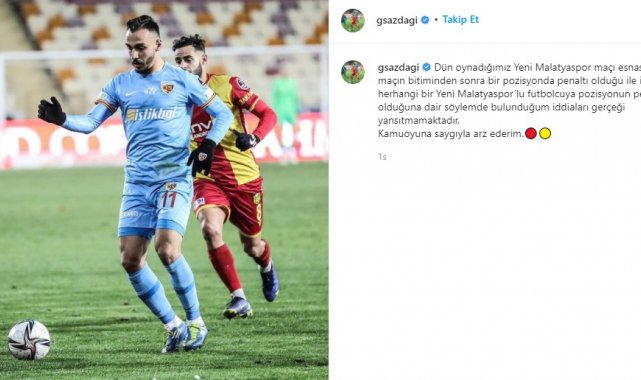 Kayserisporlu futbolcu Gökhan Sazdağı: "Penaltı demedim"