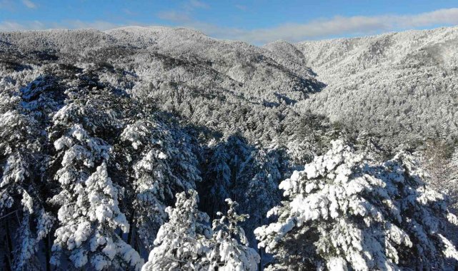 Kazdağları&#039;ndan kart postalları aratmayan kar görüntüleri