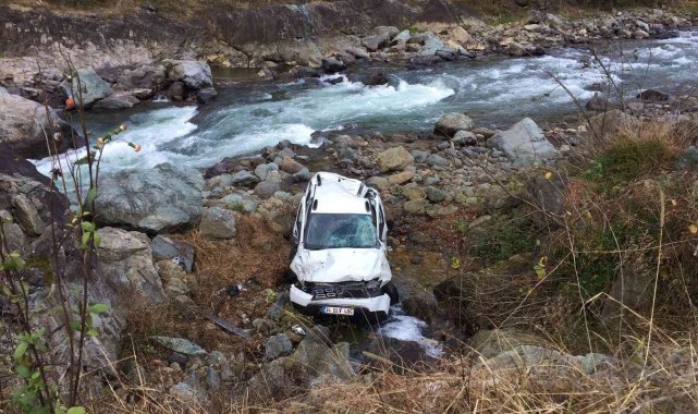 Köpeğe çarpmamak için manevra yapınca dereye uçtu
