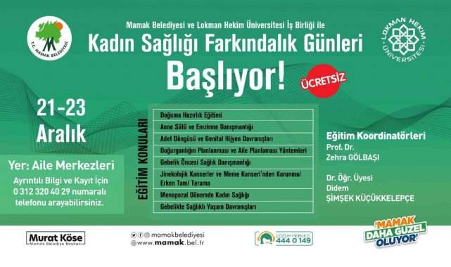 Mamak'ta Kadın Sağlığı Farkındalık Günleri başlıyor