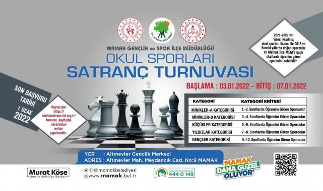 Mamaklı gençler satranç turnuvasında boy gösterecek