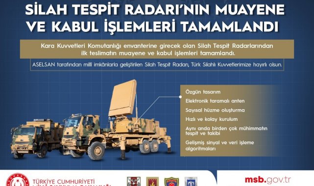 MSB: "Silah Tespit Radarı Kara Kuvvetleri Komutanlığının envanterine girdi"