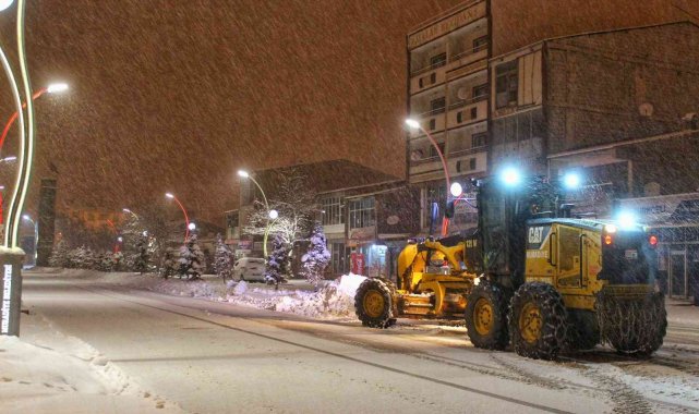 Muradiye'de karla mücadele çalışması