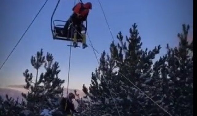 Palandöken'de telesiyejde mahsur kalan 17 kişi kurtarıldı