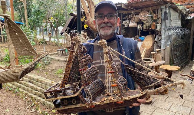 Pandemide işsiz kaldı, ormandan topladığı çürük ağaçlar ile ortaya sanat çıkardı