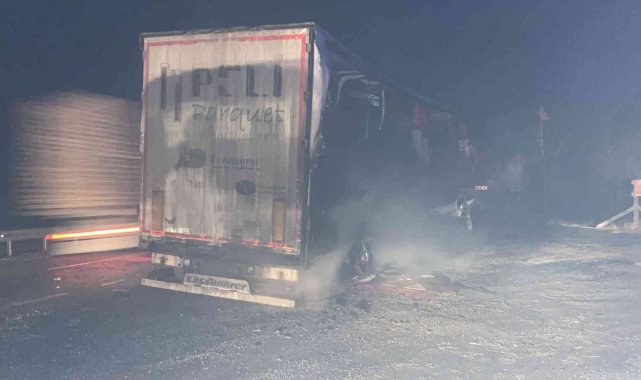 Parke yüklü tırın dorsesi alev alev yandı