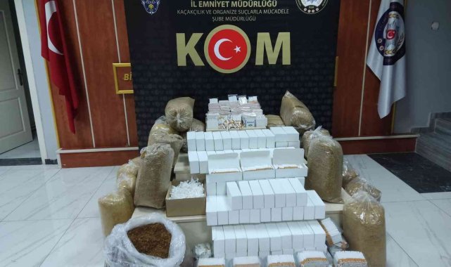 Piyasa değeri 1 milyon TL'den fazla kaçak tütün ve makaron ele geçirildi