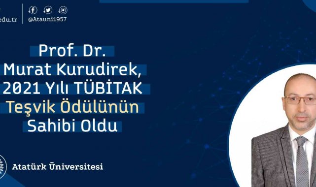 Prof. Dr. Murat Kurudirek, 2021 Yılı TÜBİTAK teşvik ödülünün sahibi oldu