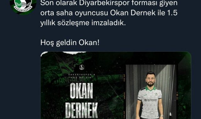 Sakaryaspor, Okan Dernek ile anlaştı