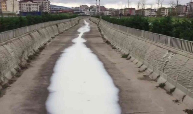 Sancaktepe'de derede akan beyaz madde paniği