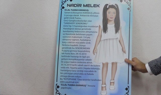 Sandhoff Sendromu'na yenik düşen minik İclal'in ismi ailesinin kurduğu kütüphanede yaşayacak