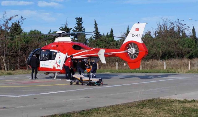 Şantiyede kalp krizi geçiren şahıs ambulans helikopterle hastaneye yetiştirildi